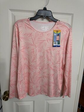 NWT UPF 50+ Sun Protection Long Sleeve Top - Pink Palm Print 32 Degrees